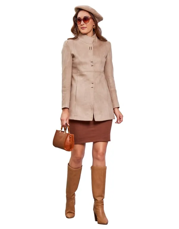 Women Coat Taupe Color