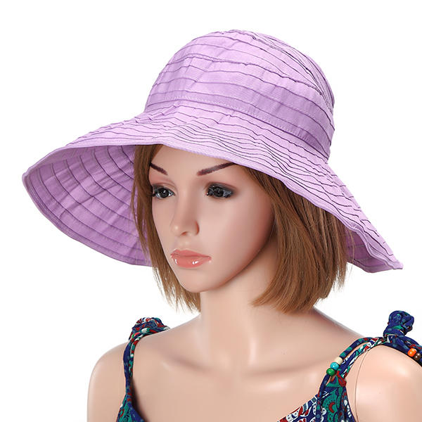 Women Foldable Sun Protective Beach Hat Summer Outdoor Gardening Anti-UV Wide Brim Visor Cap