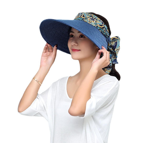 Women Summer Wide Brim Sun Bucket Hat Foldable Anti-UV Gardening Visor Cap