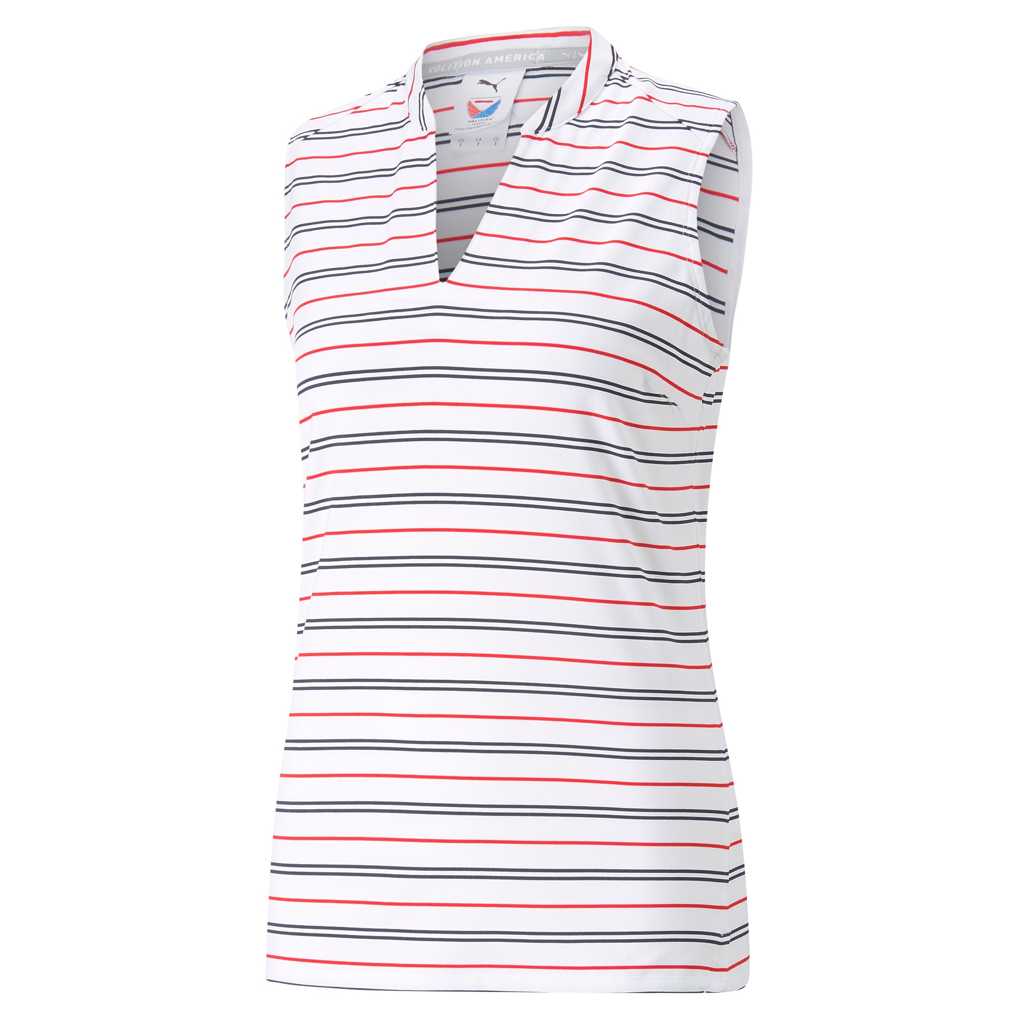 Women's Volition Striped Sleeveless Golf Polo