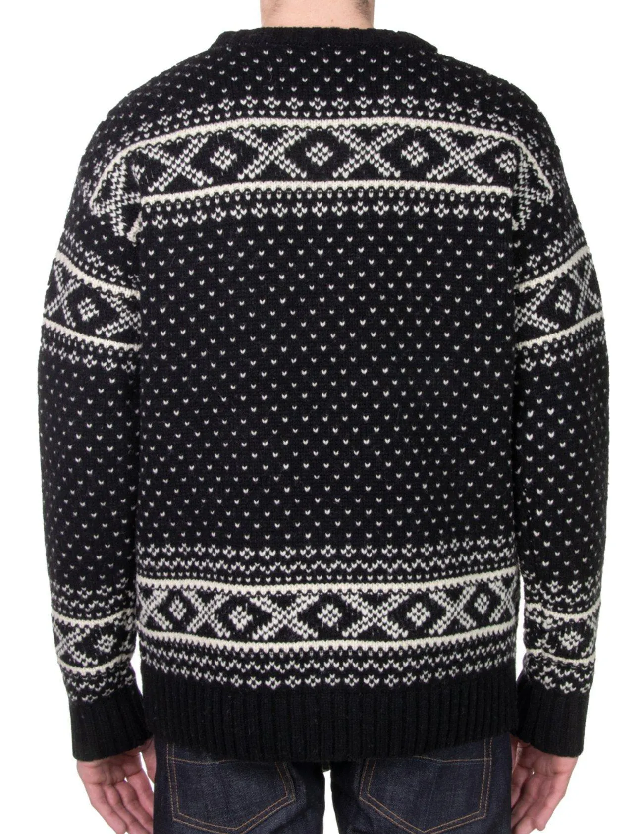 Wool Blend Icelandic Sweater Black/White