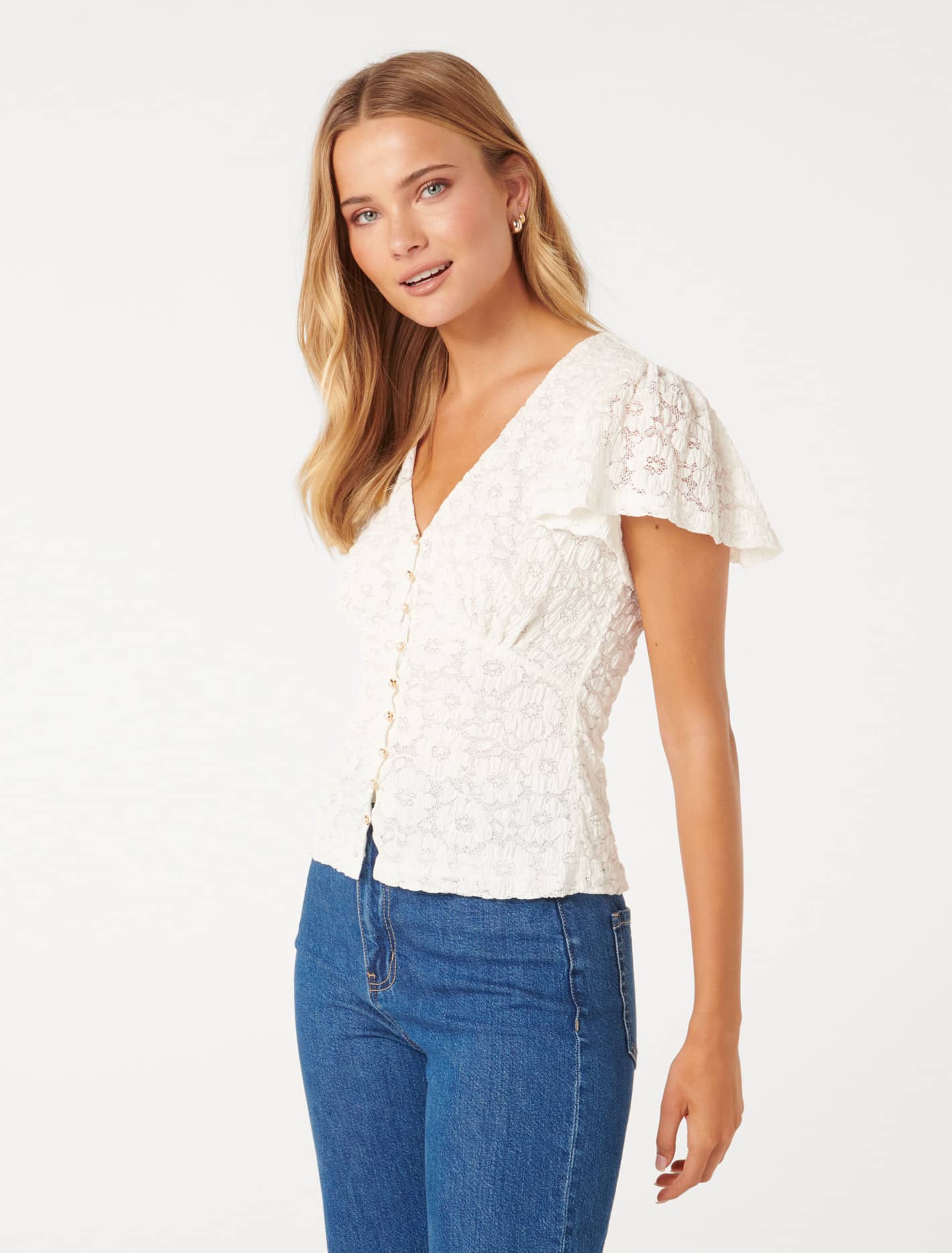 Yara Flutter Sleeve Lace Top