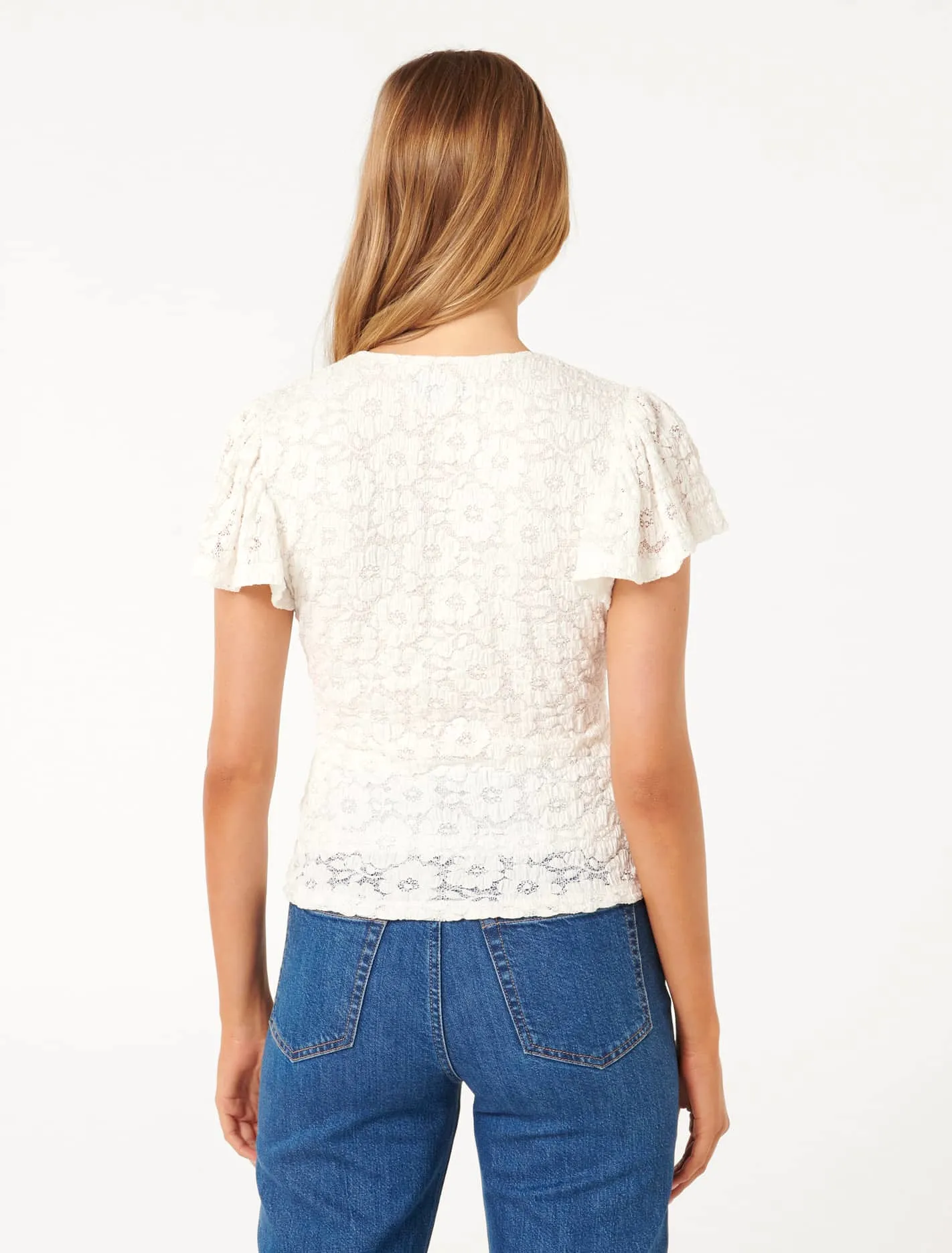 Yara Flutter Sleeve Lace Top