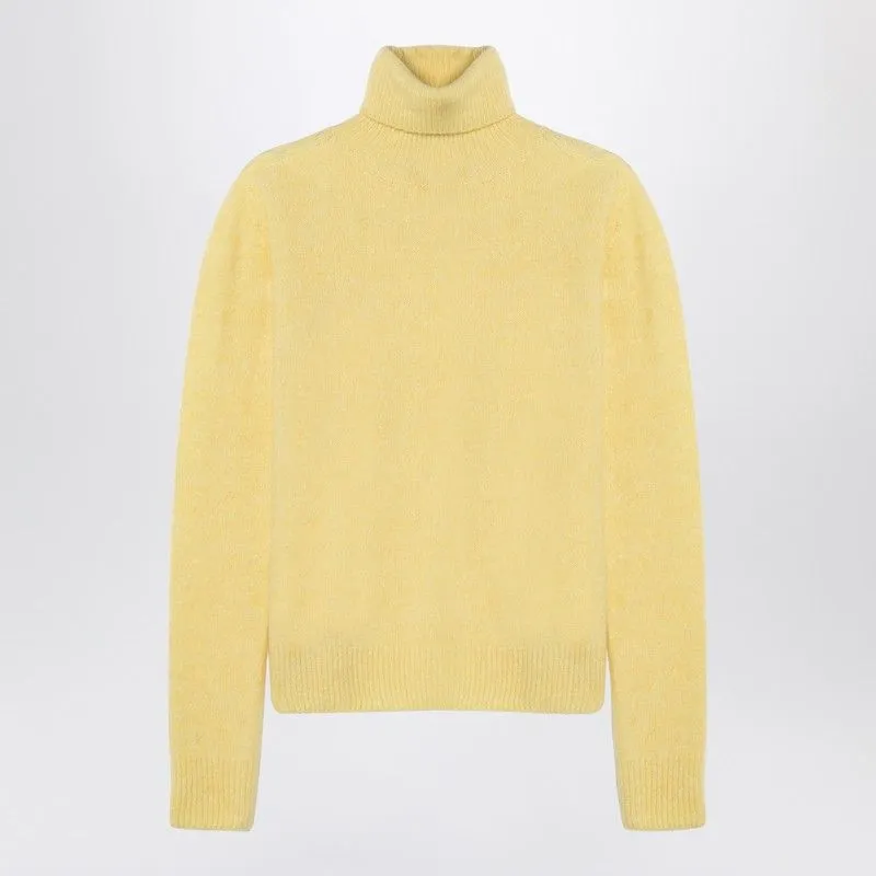 YELLOW CASHMERE-BLEND TURTLENECK SWEATER